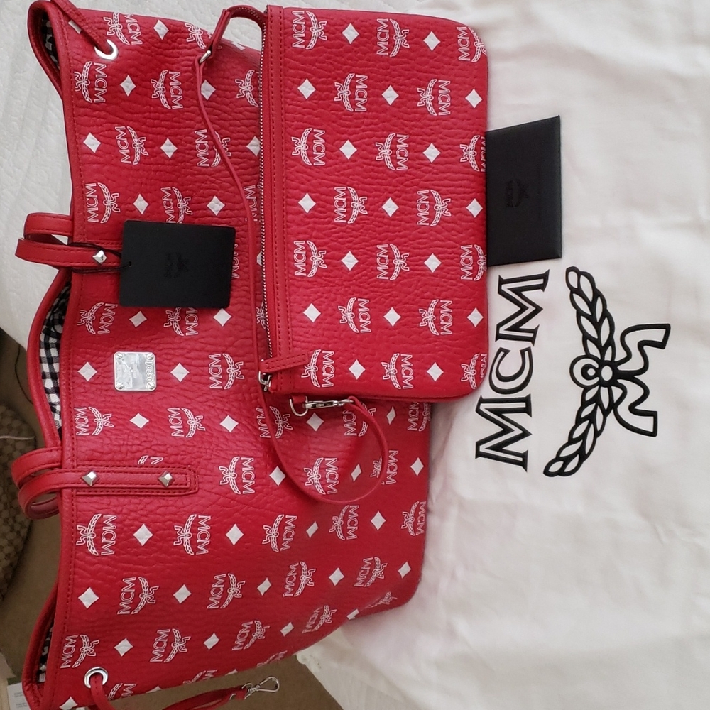 MCM Red Liz Tote with Pouch